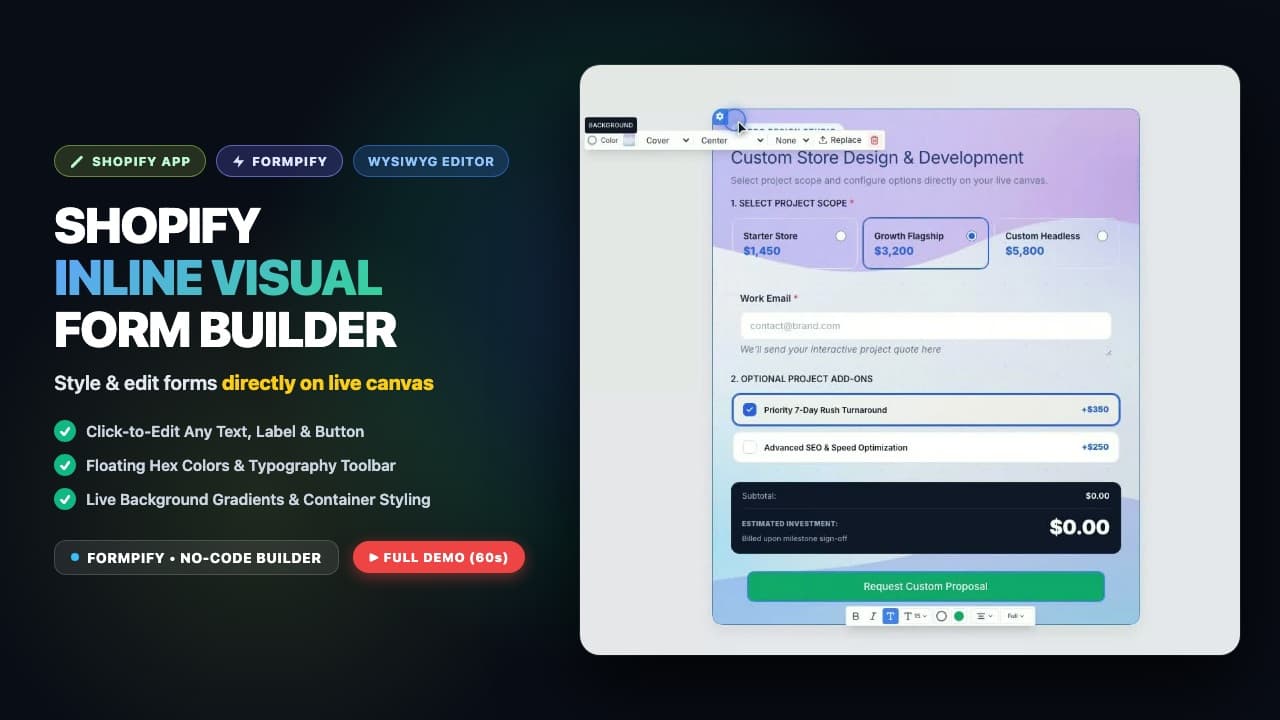 Shopify Form Builder with Inline WYSIWYG Editor: The Complete Live Visual Customization Guide